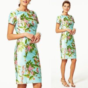 Talbots Botanical Flowers Cap Sleeve Sheath Cocktail Dress sz. 8